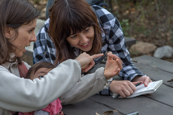 CHECK IT OUT - Jann Vendetti (left) points out snail parts. 